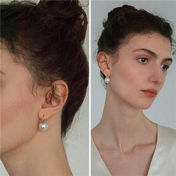 12mm Shell Pearl Earrings | Natural Mother of Pearl with Nacre Finish - Picture 2 of 4